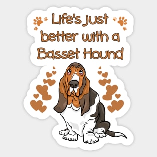 Life is Better with a Basset Hound Sticker